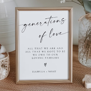 Póster Letrero de Boda de Generaciones de Amor Elegantes