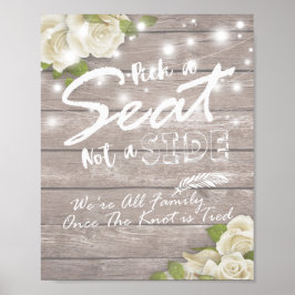 Póster Letrero de Boda de Madera Floral Elige un Asiento
