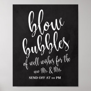 Póster Letrero de Boda de Pizarra de Burbujas de Despedid