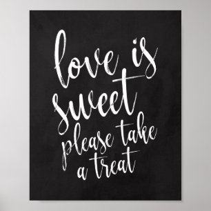 Póster Letrero de boda de pizarra de tiza dulce Amor 8x10