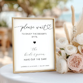 Póster Letrero de Boda de Torta de Postres Espere por Fav
