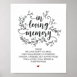 Póster Letrero de boda de vides rústicas en memoria amoro