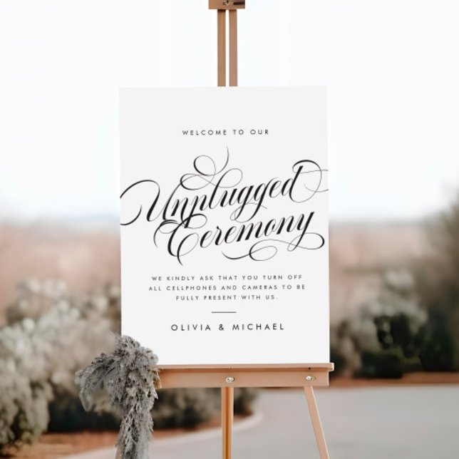 Póster Letrero de Boda Desconectada con Letra Elegante Mo (Subido por el creador)