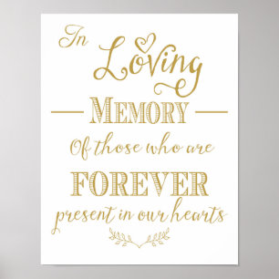 Póster Letrero de boda dorado Impreso en memoria amorosa