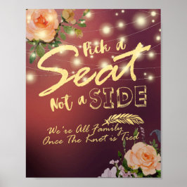 Póster Letrero de Boda Elegante Floral Elija Un Asiento N