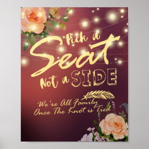 Póster Letrero de Boda Elegante Floral Elija Un Asiento N