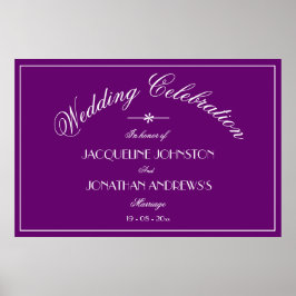 Póster Letrero de Boda Elegante Personalizado Chic Morado