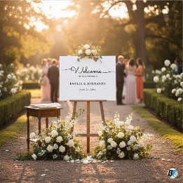 Póster Letrero de Boda Elegante Script Minimalista Horizo