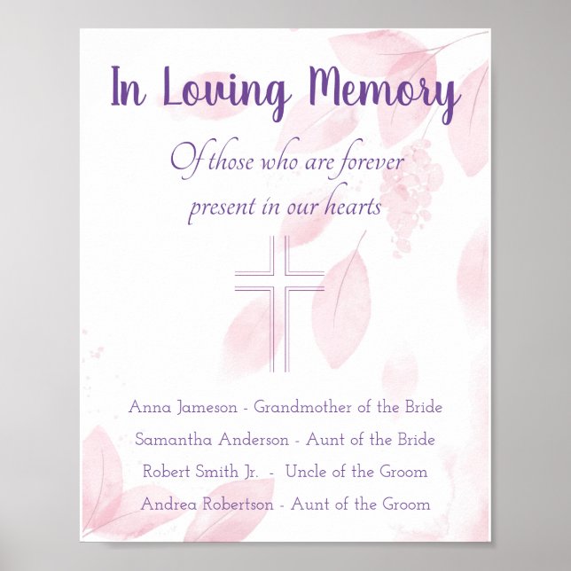Póster Letrero de Boda en Memoria Amorosa (Frente)