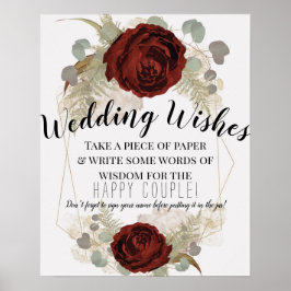 Póster Letrero de Boda Floral Botánico Glam Vintage Boho