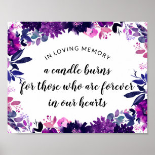 Póster Letrero de Boda Floral Encantado en Memoria Amoros
