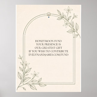 Póster Letrero de Boda Fondo de Luna de Miel Botánico de