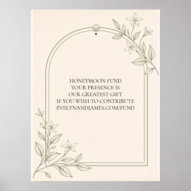 Póster Letrero de Boda Fondo de Luna de Miel Botánico de  (Frente)