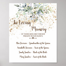 Póster Letrero de boda Herbal y Vegetación En Memoria Amo