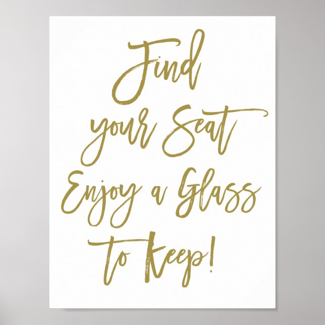 Póster Letrero de Boda Letra a Mano Rústica Encuentra Tu  (Frente)