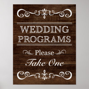 Póster Letrero de Boda – Letrero de Programa de Boda Rúst