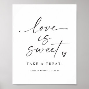 Póster Letrero de Boda Manuscrito Moderno Amor es Dulce