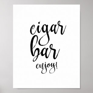 Póster Letrero de Boda Negro y Blanco 8x10 Cigar Bar