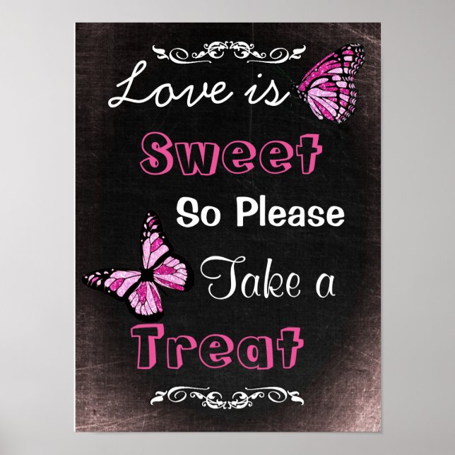 Póster Letrero de boda para buffet de dulces, estilo piza (Frente)