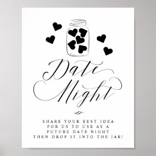 Póster Letrero de Boda para Noche de Citas Frasco de Maso