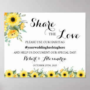 Póster Letrero de boda para redes sociales Girasol Compar
