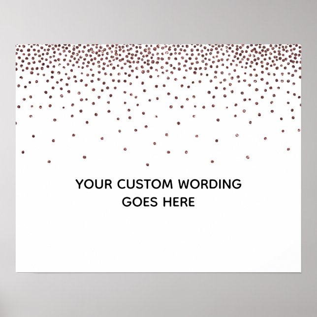 Póster Letrero de Boda Personalizado en Blanco con Confet (Frente)