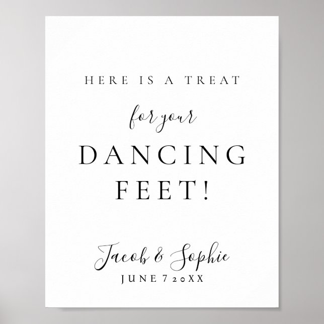 Póster Letrero de boda pies de baile moderno (Frente)