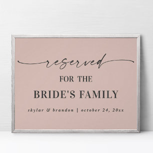 Póster Letrero de Boda Reservado para la Familia de la No