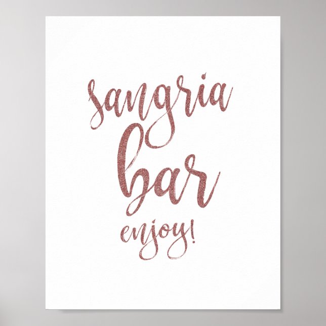 Póster Letrero de Boda Rosa Dorado Glitter 8x10 Sangria B (Frente)