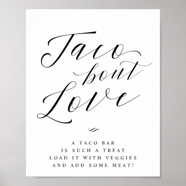 Póster Letrero de Boda Taco Bar "Taco Bout Love" (Frente)