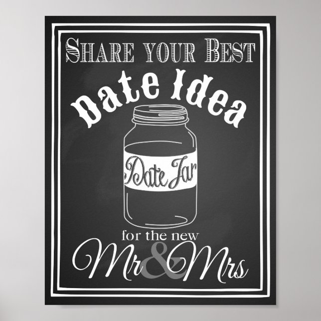 Póster Letrero de boda "Tarjeta de fecha libro de invitad (Frente)