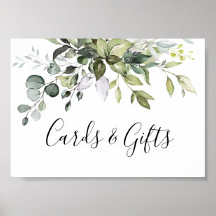 Póster Letrero de Boda Tarjetas y Regalos de Eucalipto Ac