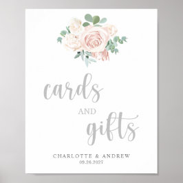 Póster Letrero de Boda Tarjetas y Regalos Florales Rosa C