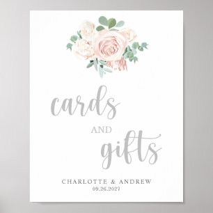 Póster Letrero de Boda Tarjetas y Regalos Florales Rosa C