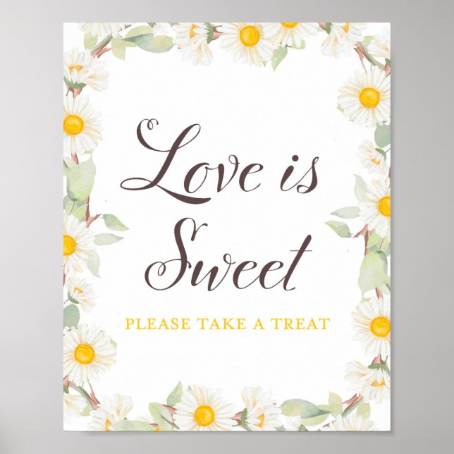 Póster Letrero de boda temática de margarita de primavera (Frente)