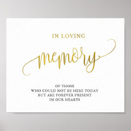 Póster Letrero de boda tipografía dorada en memoria amoro