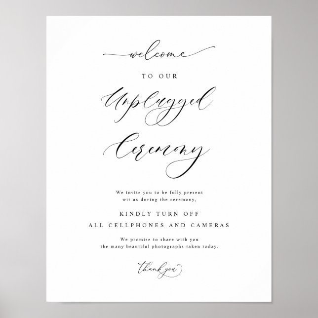 Póster Letrero de Boda Vertical Ceremonia sin Dispositivo (Frente)