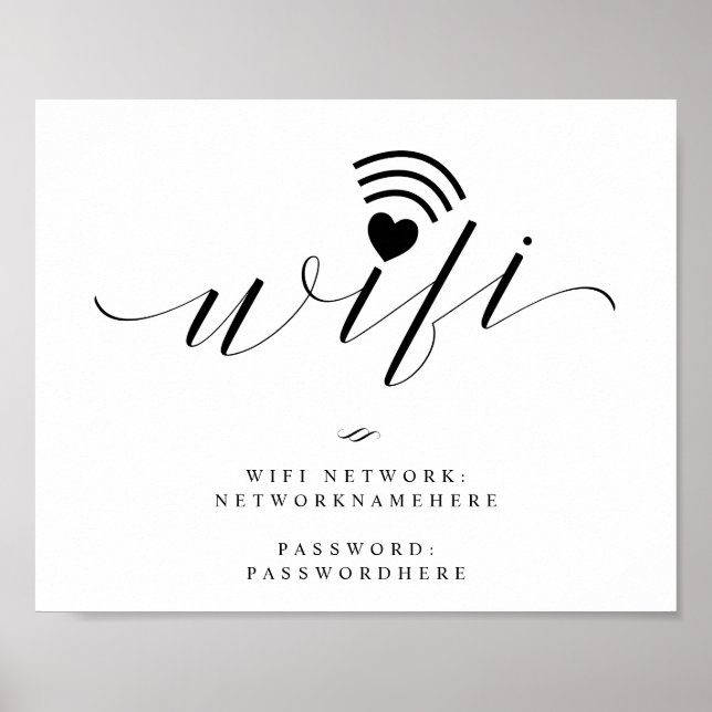 Póster Letrero de Bodas con Contraseña de Wifi en Letra C (Frente)