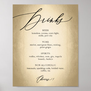 Póster Letrero de Bodas de Bebidas y Brindis con Letra de