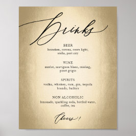 Póster Letrero de Bodas de Bebidas y Brindis con Letra de