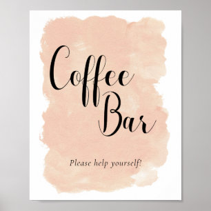 Póster Letrero de Bodas de Café con Acuarela de Melocotón