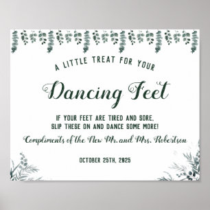 Póster Letrero de Bodas de Chanclas Bailarinas de Eucalip