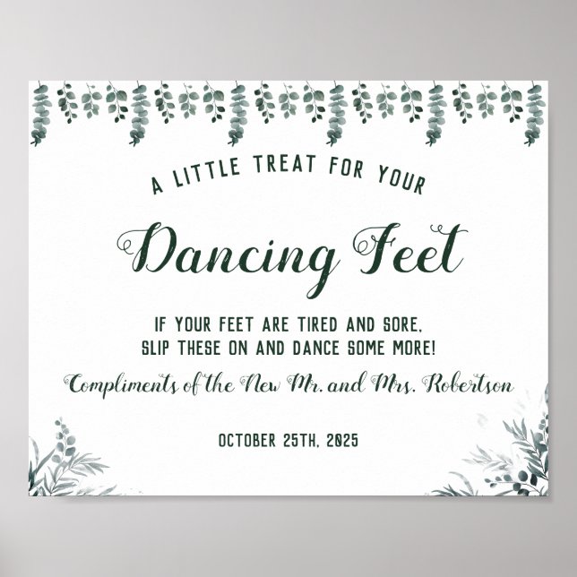 Póster Letrero de Bodas de Chanclas Bailarinas de Eucalip (Frente)