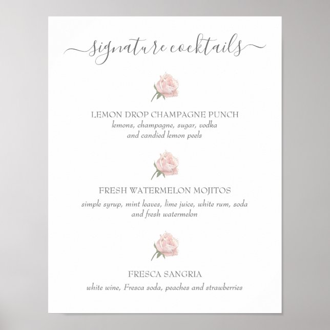 Póster Letrero de Bodas de Cócteles con Sello de Hannah P (Frente)