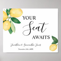 Letrero de Bodas de Limones 'Tu Asiento Espera'