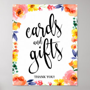 Póster Letrero de Bodas Floral 8x10 Tarjetas y Regalos