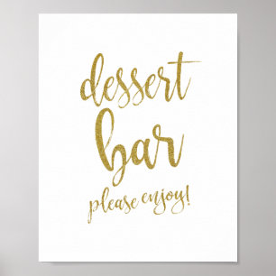 Póster Letrero de Bodas Glitter Dorado Barra de Postres 8