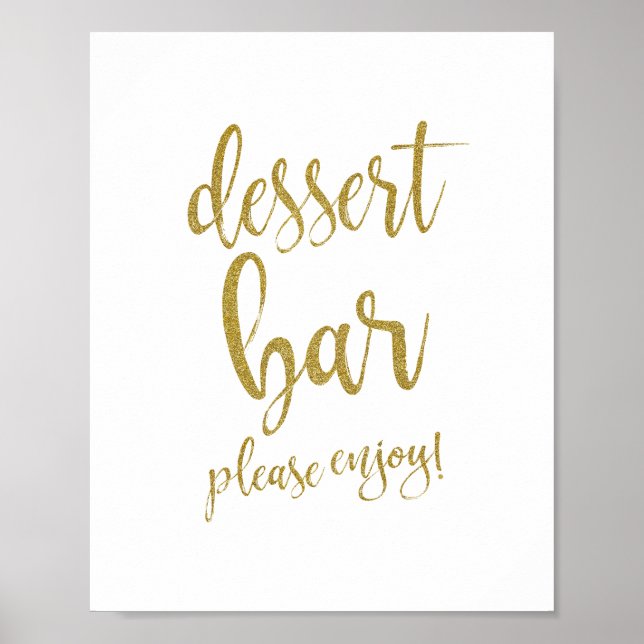 Póster Letrero de Bodas Glitter Dorado Barra de Postres 8 (Frente)