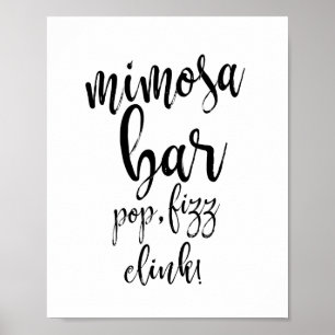 Póster Letrero de Bodas Mimosa Bar Negro y Blanco 8x10