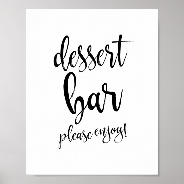 Póster Letrero de Bodas Postre Bar Negro y Blanco 8x10 (Frente)